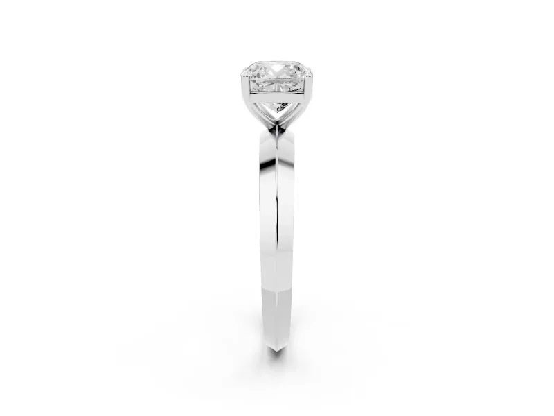 Cushion Cut Knife-Edge Solitaire Engagement Ring Setting | Plain Band | White Gold