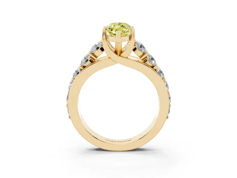 Marquise Graduated Engagement Ring Setting for a Fancy Yellow Lab-Grown Diamond | Yellow Gold