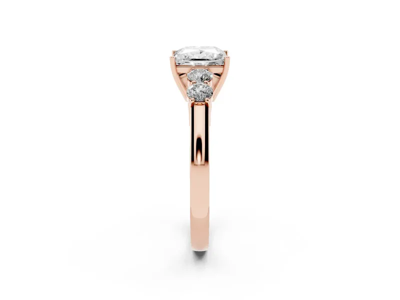 Princess Cut Close Set Five Stone Engagement Ring Setting | Rose Gold