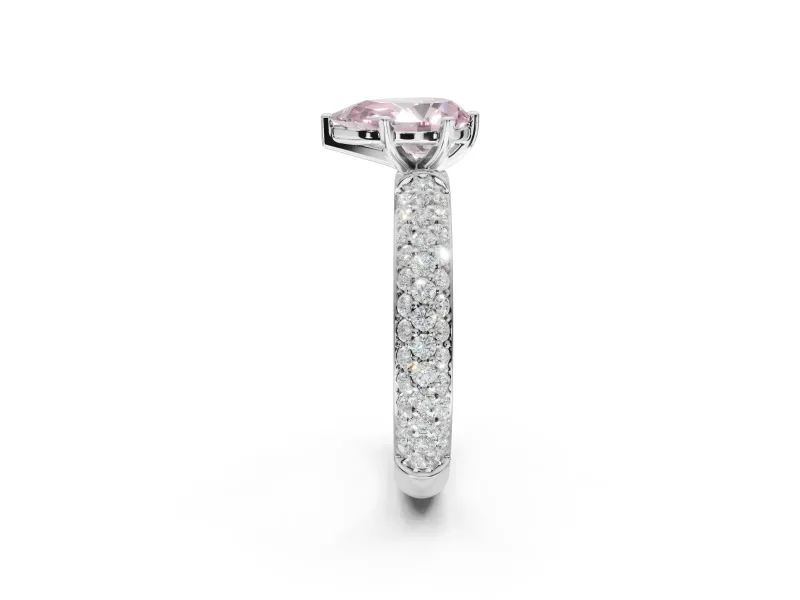 Pear-Shaped Domed Pavé Engagement Ring Setting for a Fancy Pink Lab-Grown Diamond | Platinum