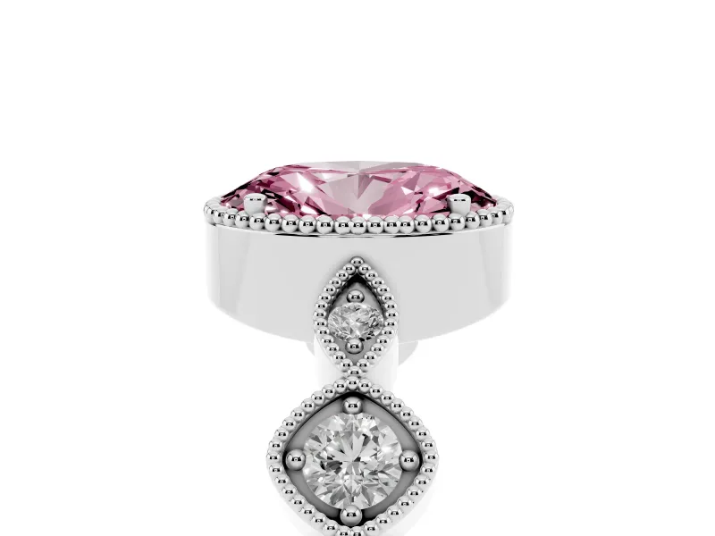 Oval Vintage Engagement Ring Setting for a Fancy Pink Lab-Grown Diamond | Platinum