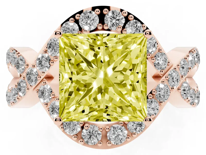 Princess Cut Infinity Twist Engagement Ring Setting for a Fancy Yellow Lab-Grown Diamond | Rose Gold