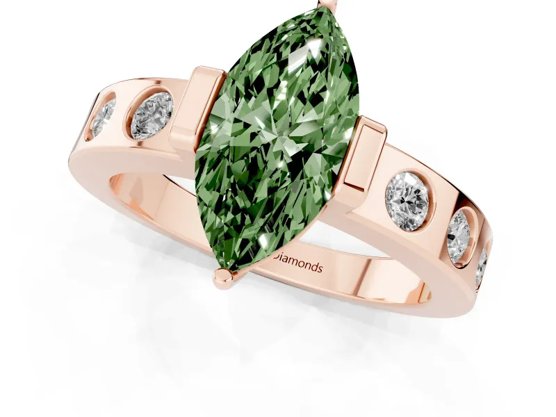 Marquise Tension Style Engagement Ring Setting for a Fancy Green Lab-Grown Diamond | Rose Gold