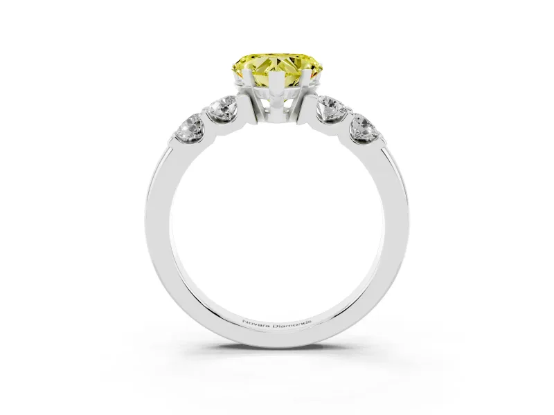 Heart-Shaped 5 Stone Engagement Ring Setting for a Fancy Yellow Lab-Grown Diamond | Sterling Silver