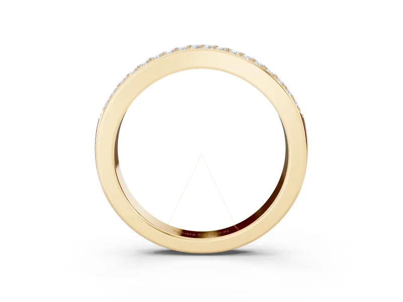 Round Diamond Pavé Contour Band Set in Yellow gold