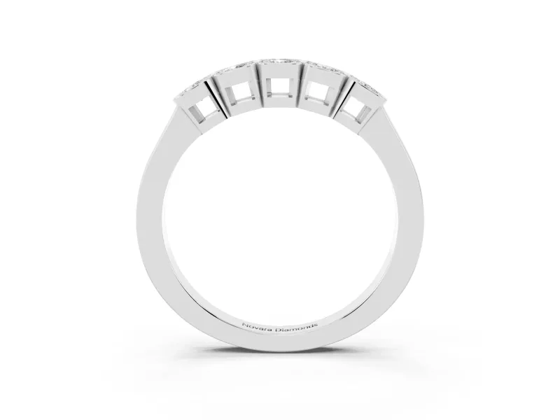 Five-Stone Round Diamond Band Set in Silver with Bezel Setting