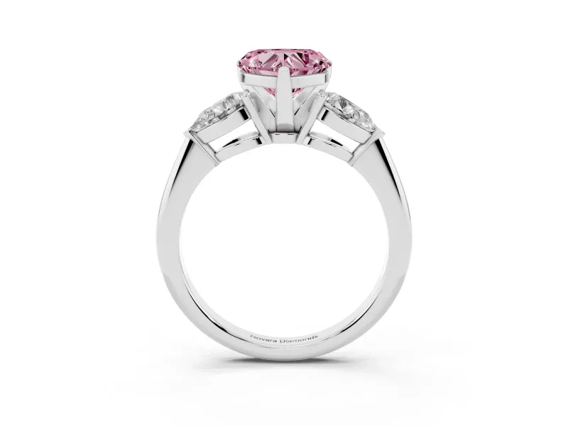 Heart-Shaped 3-Stone Engagement Ring Setting for a Fancy Pink Lab-Grown Diamond | Platinum