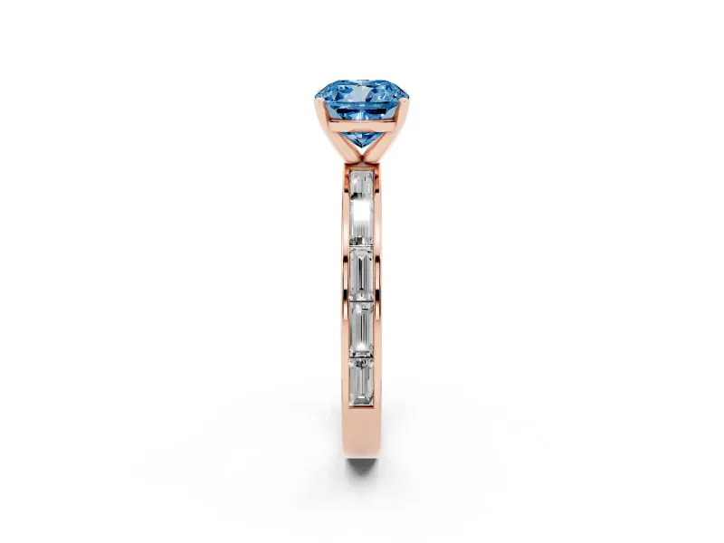 Cushion Cut Channel Set Engagement Ring Setting for a Fancy Blue Lab-Grown Diamond | Rose Gold