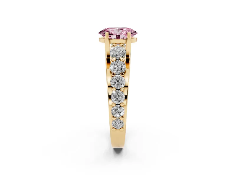 Oval Graduated Engagement Ring Setting for a Fancy Pink Lab-Grown Diamond | Yellow Gold