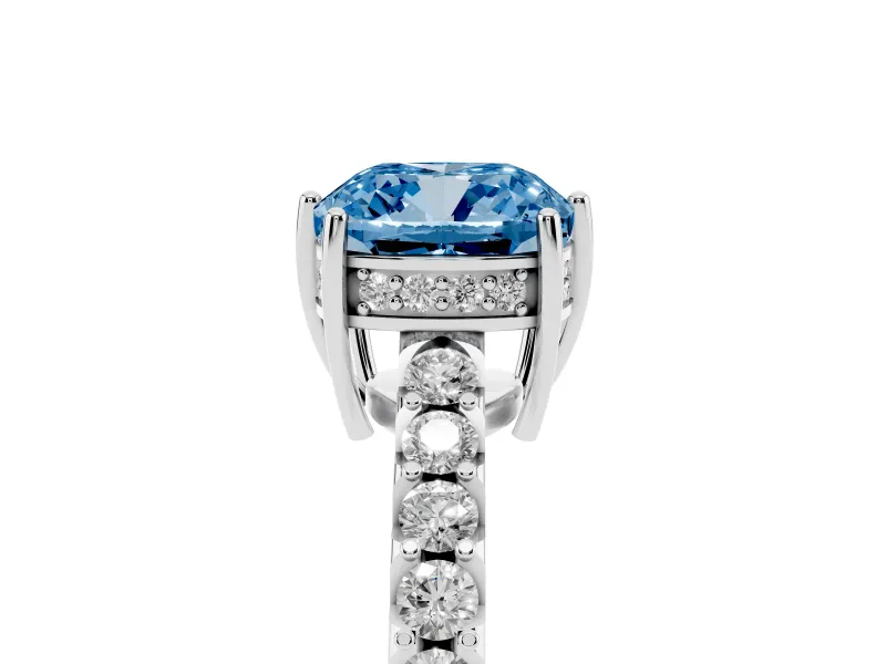 Cushion Cut Engagement Ring Setting for a Fancy Blue Lab-Grown Diamond | White Gold - Design NV-24649