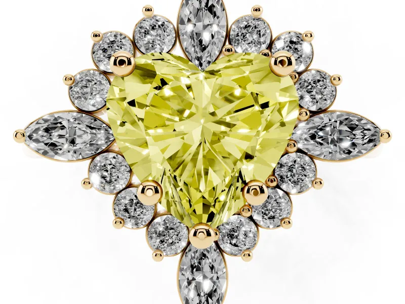 Heart-Shaped Engagement Ring Setting for a Fancy Yellow Lab-Grown Diamond | Yellow Gold - Design NV-24790