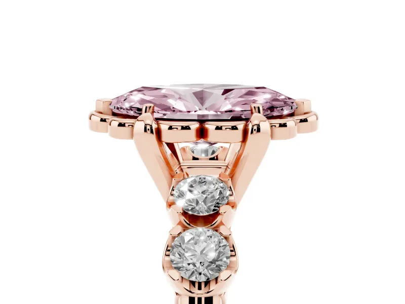 Marquise Floral Engagement Ring Setting for a Fancy Pink Lab-Grown Diamond | Petal Frame | Rose Gold