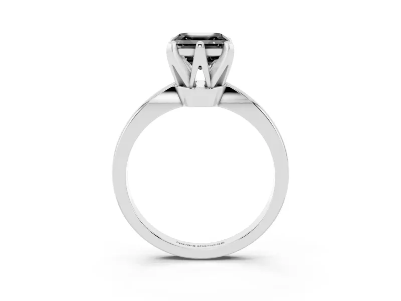 Asscher Cut Tapered Solitaire Engagement Ring Setting for a Black Center | White Gold