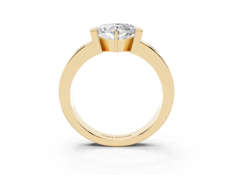 Heart-Shaped Tension Style Engagement Ring Setting | Flush Set Accents | Yellow Gold