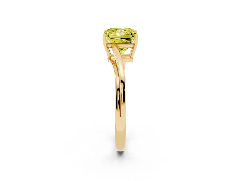 Princess Cut Bypass Solitaire Engagement Ring Setting for a Fancy Yellow Lab-Grown Diamond | Yellow Gold