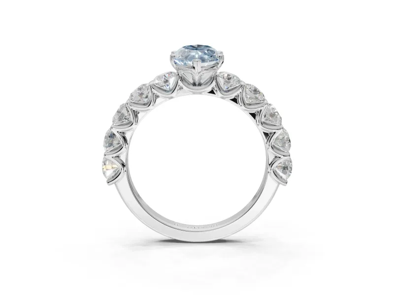 Marquise Engagement Ring Setting for a Fancy Blue Lab-Grown Diamond | Sterling Silver - Design NV-24455