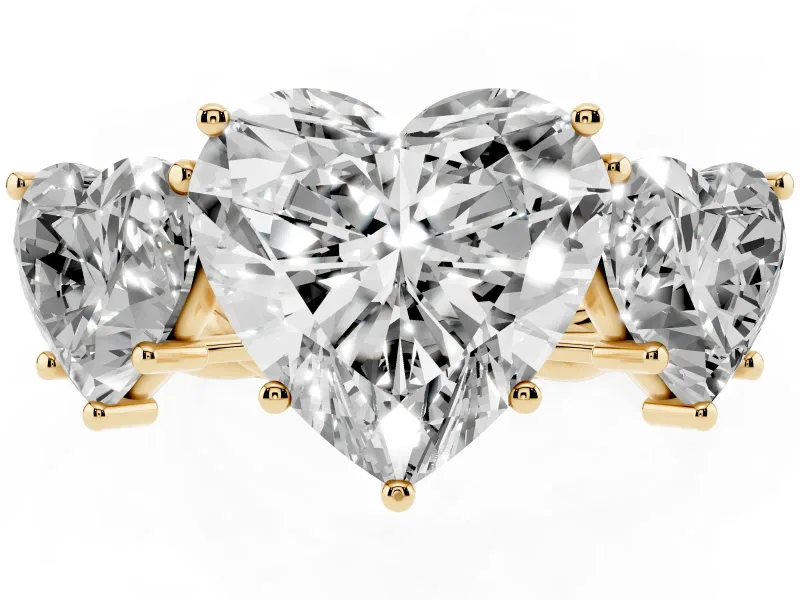 Heart-Shaped Three Stone Engagement Ring Setting | Braided Band | Yellow Gold