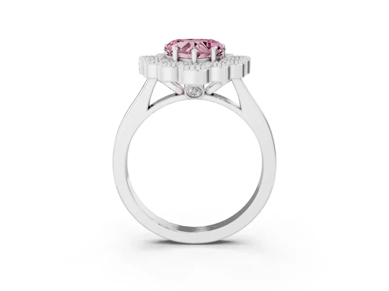 Heart-Shaped Halo Engagement Ring Setting for a Fancy Pink Lab-Grown Diamond | Sterling Silver - Design NV-24775