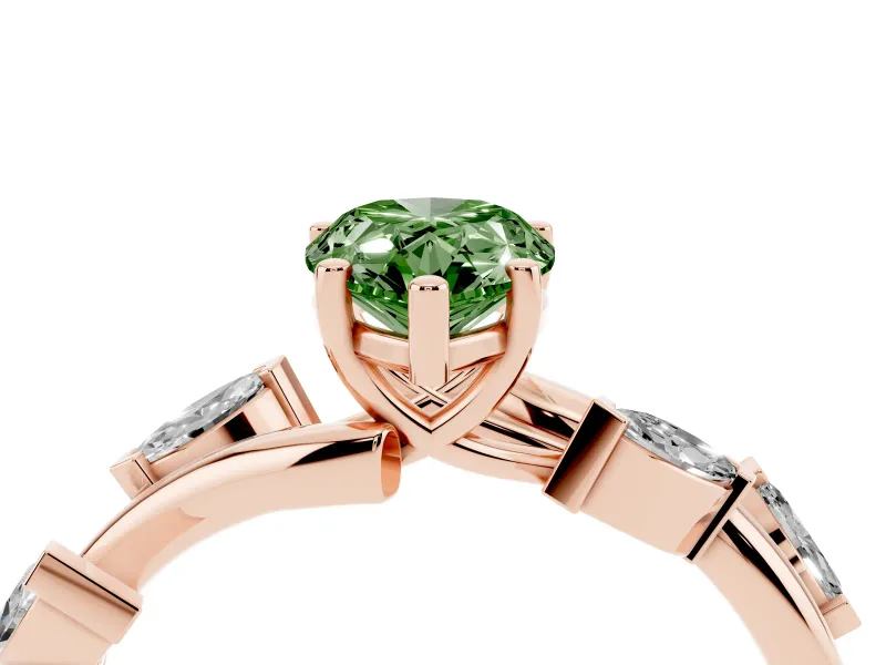 Pear-Shaped Twisted Vine Engagement Ring Setting for a Fancy Green Lab-Grown Diamond | Rose Gold
