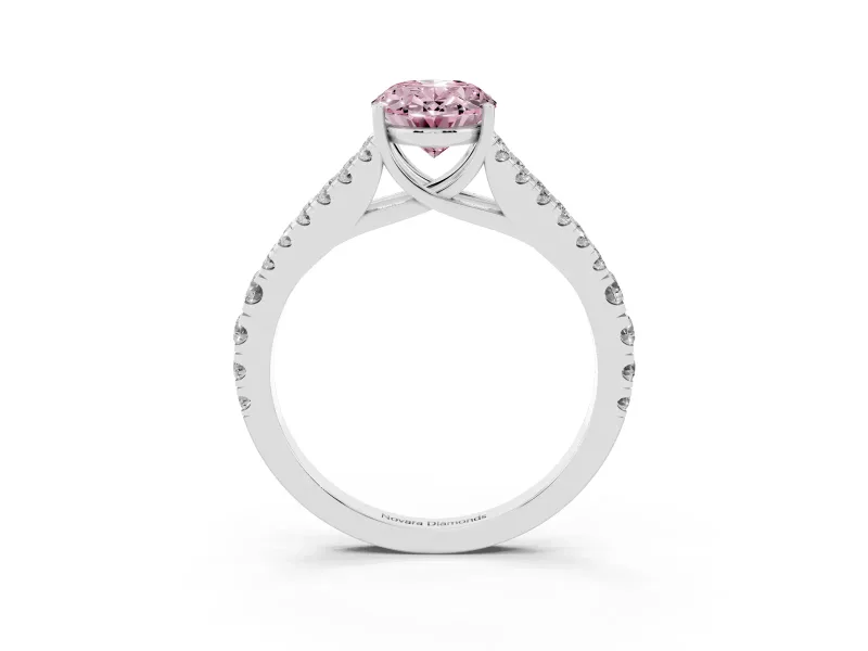 Oval Graduated Split Shank Engagement Ring Setting for a Fancy Pink Lab-Grown Diamond | Platinum