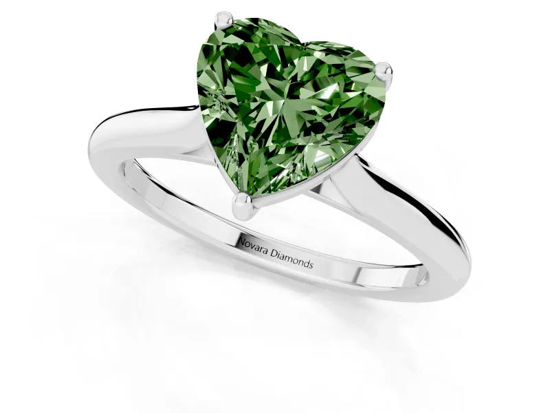 Heart-Shaped Cathedral Engagement Ring Setting for a Fancy Green Lab-Grown Diamond | Platinum