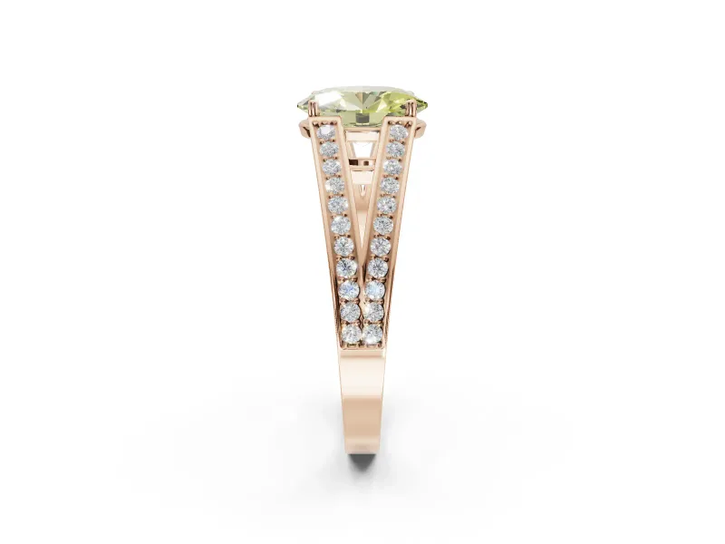 Oval Split Shank Pavé Engagement Ring Setting for a Fancy Yellow Lab-Grown Diamond | Rose Gold