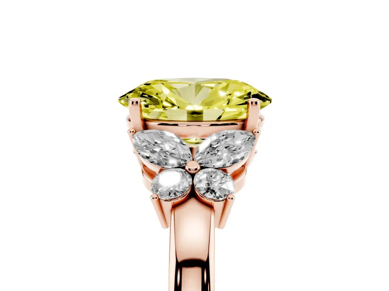 Oval Petal Engagement Ring Setting for a Fancy Yellow Lab-Grown Diamond | Rose Gold