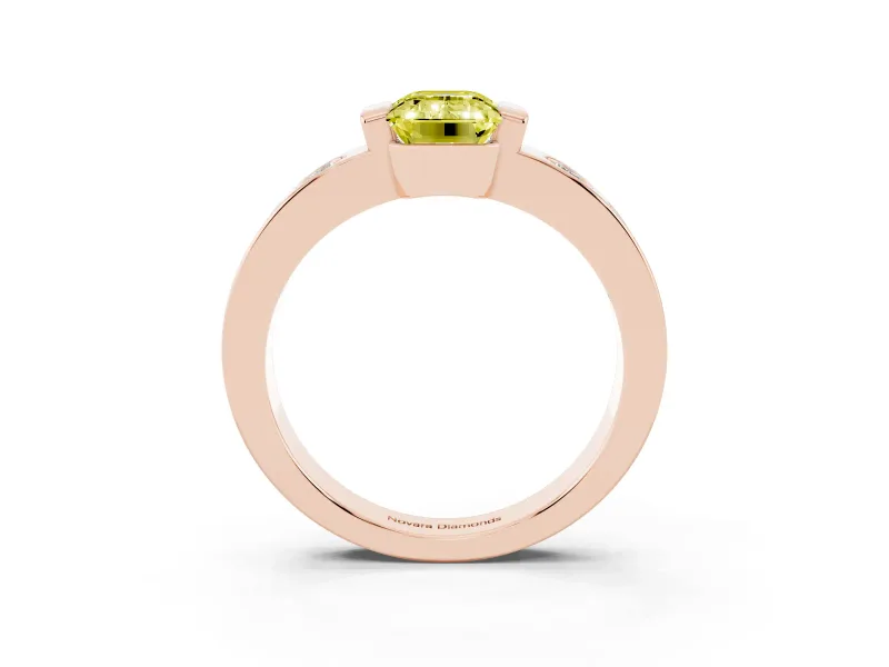 Emerald Cut Tension Style Engagement Ring Setting for a Fancy Yellow Lab-Grown Diamond | Rose Gold