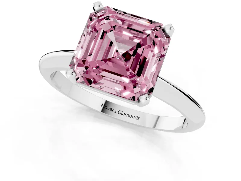 Asscher Cut Engagement Ring Setting for a Fancy Pink Lab-Grown Diamond | Platinum