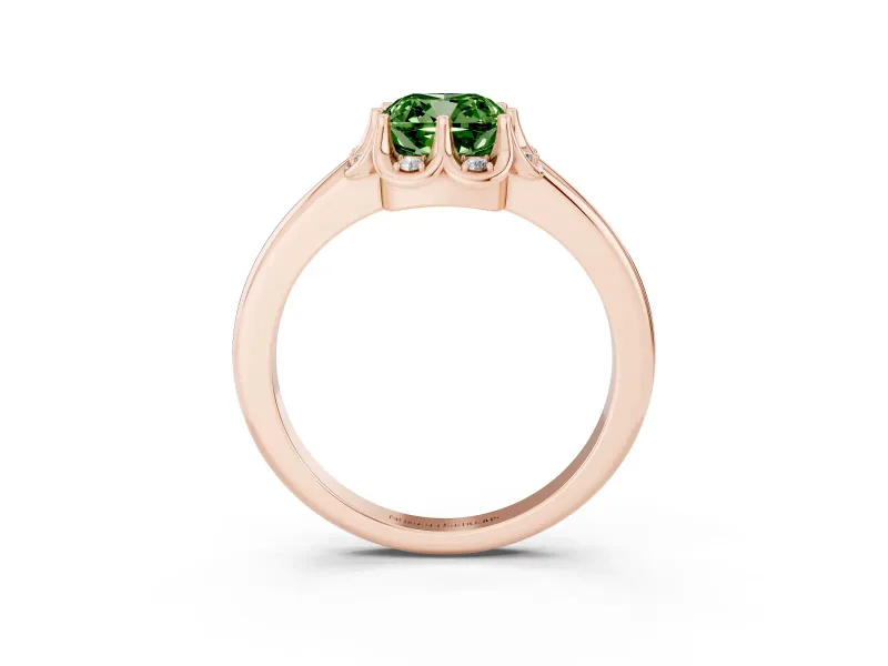 Cushion Cut Petal Halo Engagement Ring Setting for a Fancy Green Lab-Grown Diamond | Rose Gold
