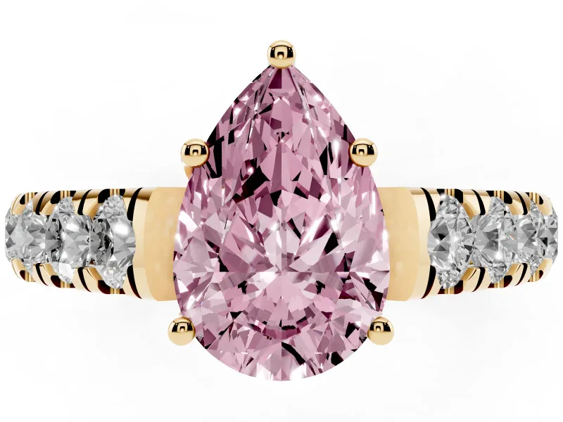 Pear-Shaped Engagement Ring Setting for a Fancy Pink Lab-Grown Diamond | Yellow Gold - Design NV-24643