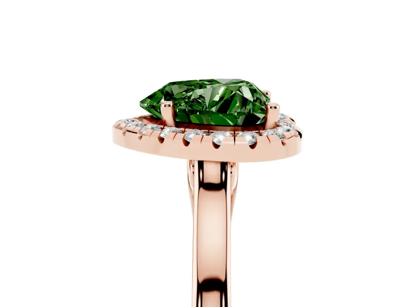 Heart-Shaped Halo Engagement Ring Setting for a Fancy Green Lab-Grown Diamond | Flat Tapered Band | Rose Gold