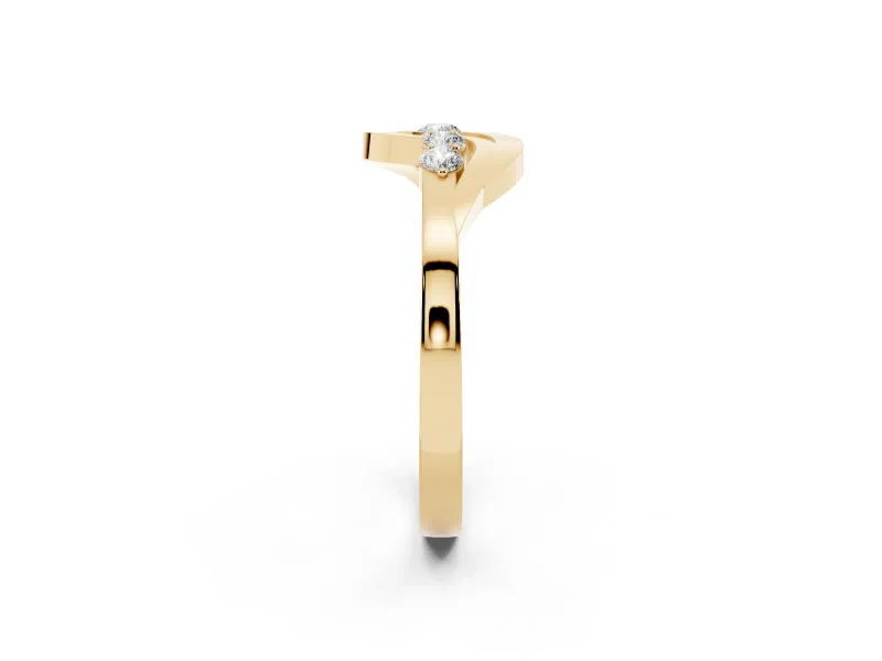 Round Diamond Five-Stone Crossover Band Set in Yellow gold with Prong Setting