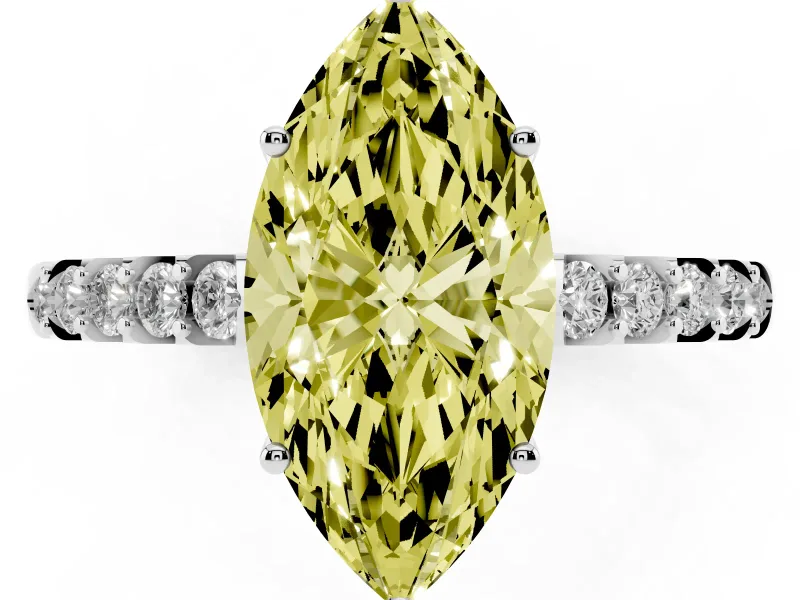 Marquise Engagement Ring Setting for a Fancy Yellow Lab-Grown Diamond | White Gold - Design NV-24649