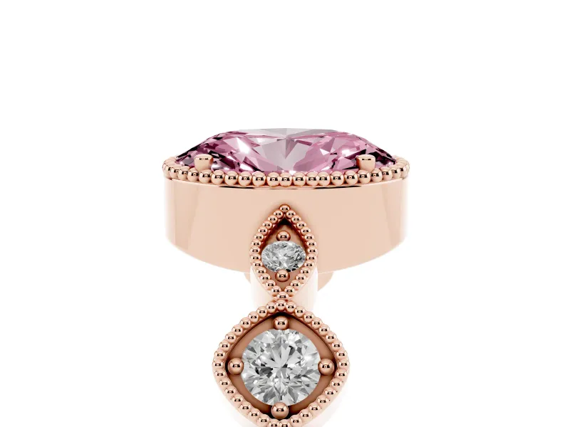 Oval Vintage Engagement Ring Setting for a Fancy Pink Lab-Grown Diamond | Rose Gold