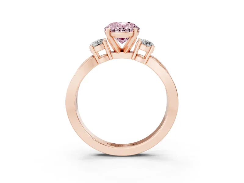 Oval Three-Stone Twist Engagement Ring Setting for a Fancy Pink Lab-Grown Diamond | Rose Gold