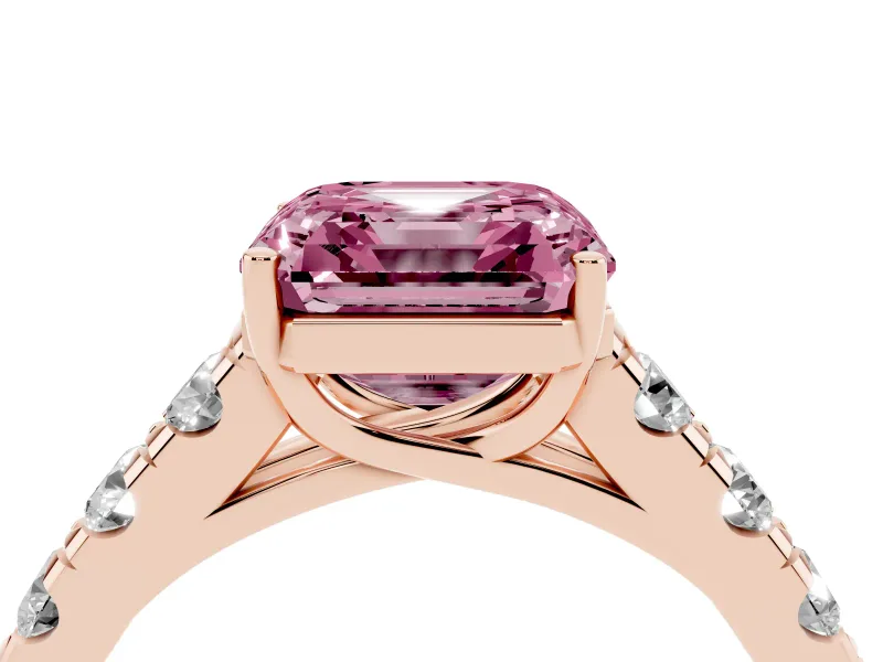 Asscher Cut Engagement Ring Setting for a Fancy Pink Lab-Grown Diamond | Rose Gold - Design NV-24643
