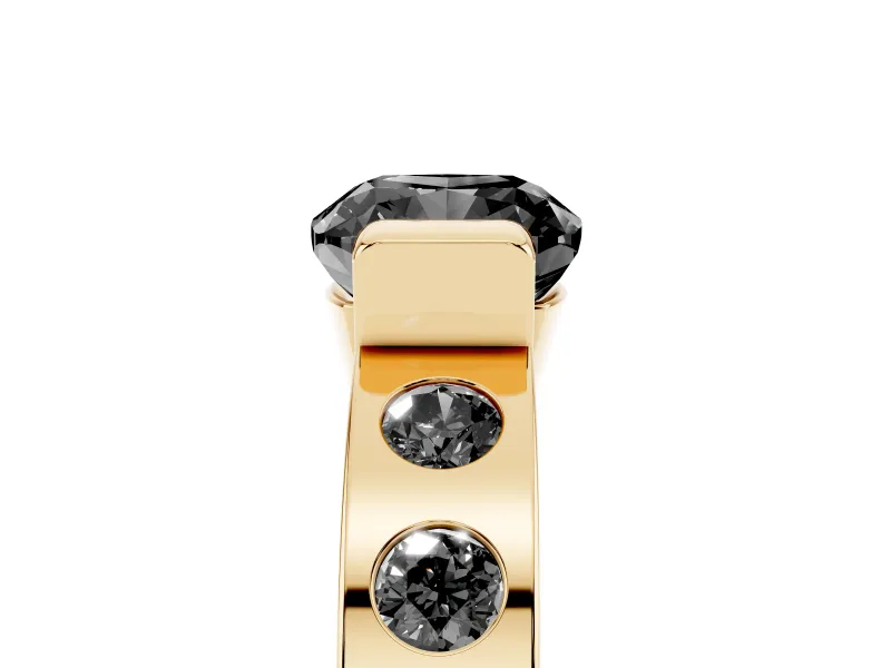 Cushion Cut Tension Style Engagement Ring Setting for a Black Center | Yellow Gold