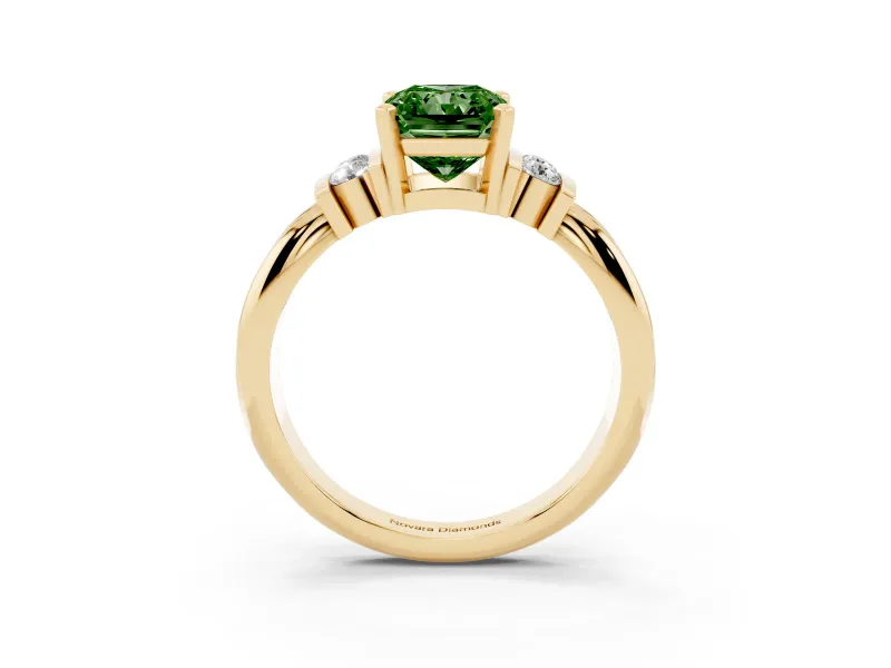 Radiant Cut Bar-Set Engagement Ring Setting for a Fancy Green Lab-Grown Diamond | Yellow Gold