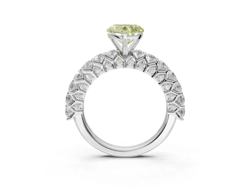 Heart-Shaped Shared Prong Engagement Ring Setting for a Fancy Yellow Lab-Grown Diamond | Platinum