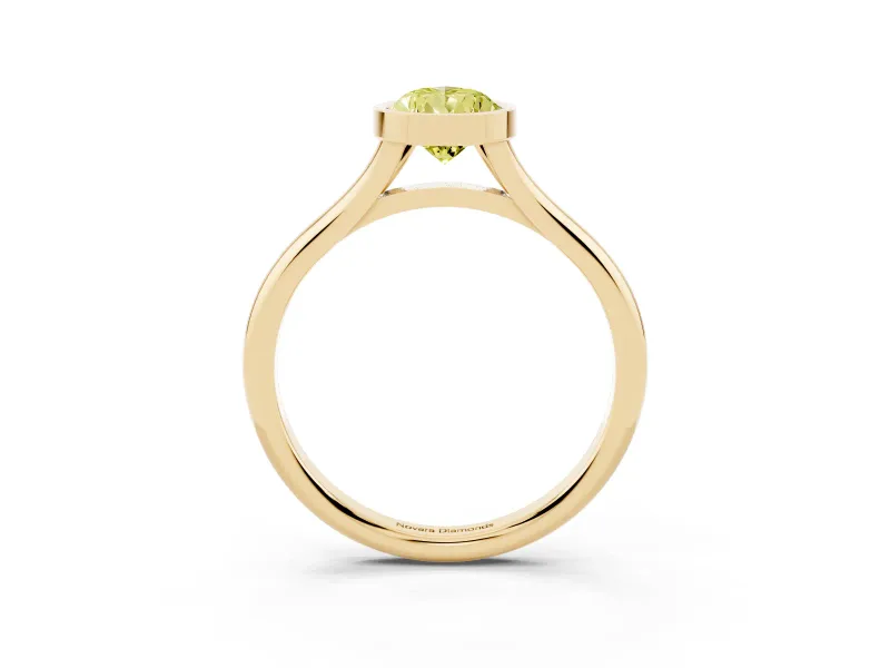 Pear-Shaped Bezel Engagement Ring Setting for a Fancy Yellow Lab-Grown Diamond | Yellow Gold