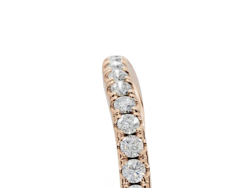 Round Lab-Grown Diamond Pavé Curved Half Eternity Wedding Band | Rounded Edges | Rose Gold