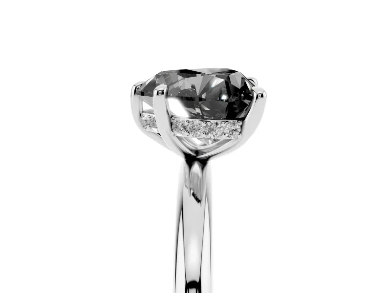 Fancy Black Heart Cut Diamond Solitaire Ring Set in Platinum with Thin Band and Prong Setting