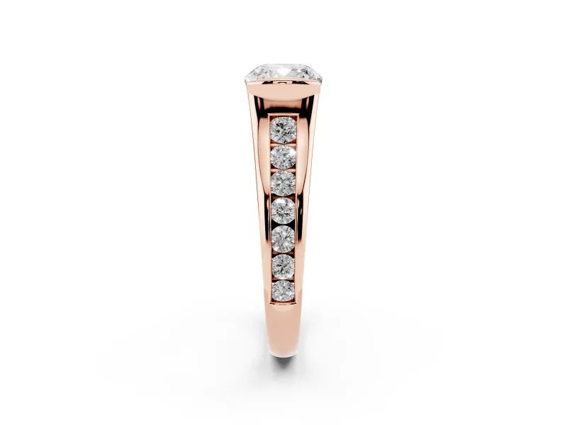 Cushion Cut Half Bezel Solitaire Engagement Ring Setting | Graduated Channel Band | Rose Gold