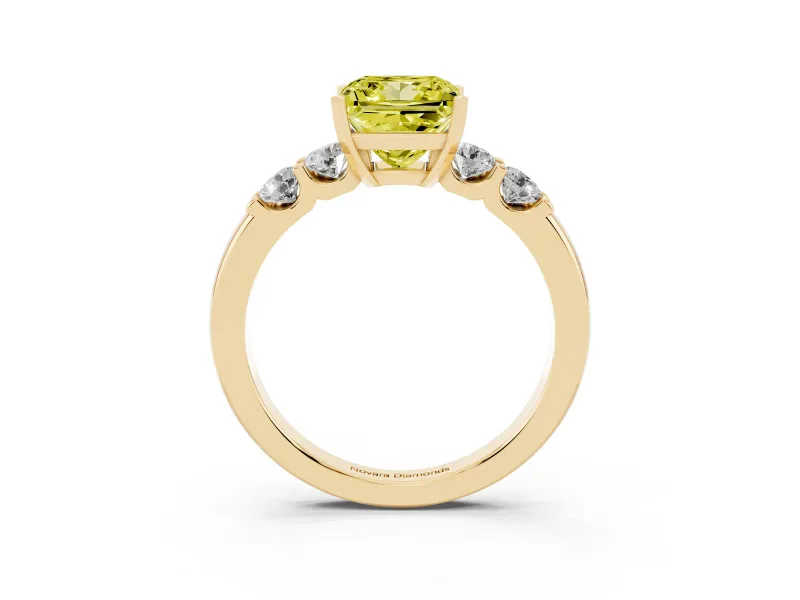 Princess Cut Five Stone Engagement Ring Setting for a Fancy Yellow Lab-Grown Diamond | Yellow Gold
