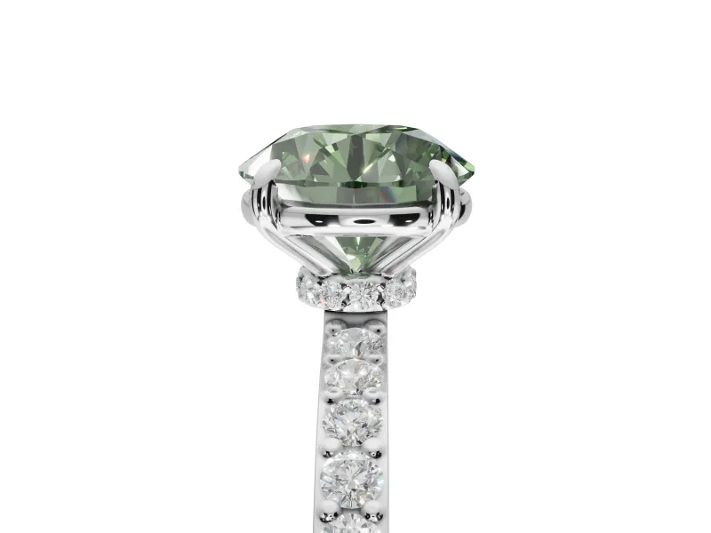 Round Pavé Engagement Ring Setting for a Fancy Green Lab-Grown Diamond | Platinum - Design NV-24928