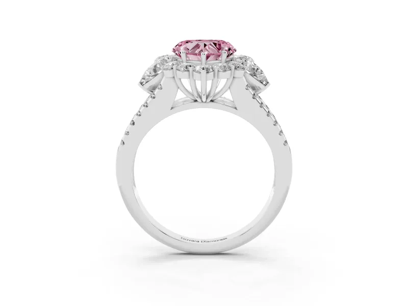 Heart-Shaped Halo Engagement Ring Setting for a Fancy Pink Lab-Grown Diamond | Sterling Silver - Design NV-24738