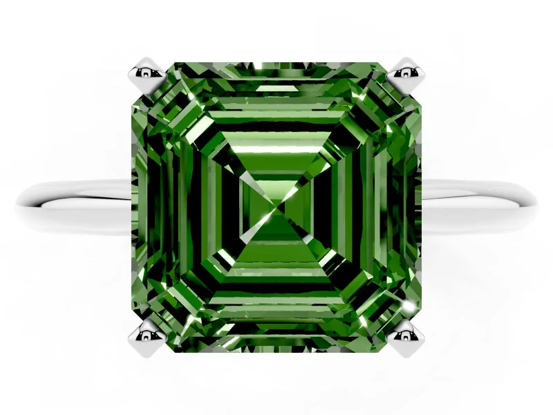 Asscher Cut Engagement Ring Setting for a Fancy Green Lab-Grown Diamond | White Gold