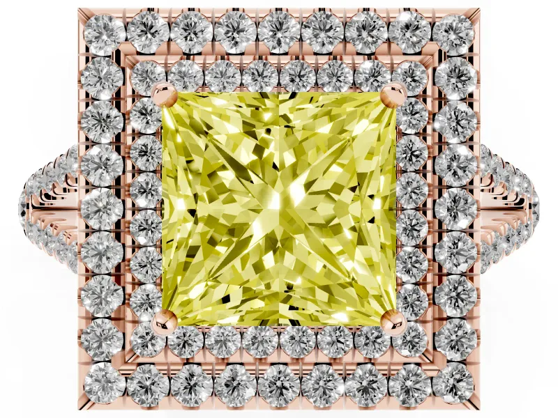 Princess Cut Halo Engagement Ring Setting for a Fancy Yellow Lab-Grown Diamond | Rose Gold - Design NV-24799