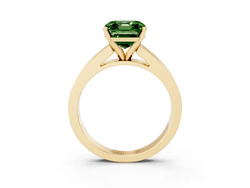 Asscher Cut Channel Engagement Ring Setting for a Fancy Green Lab-Grown Diamond | Yellow Gold